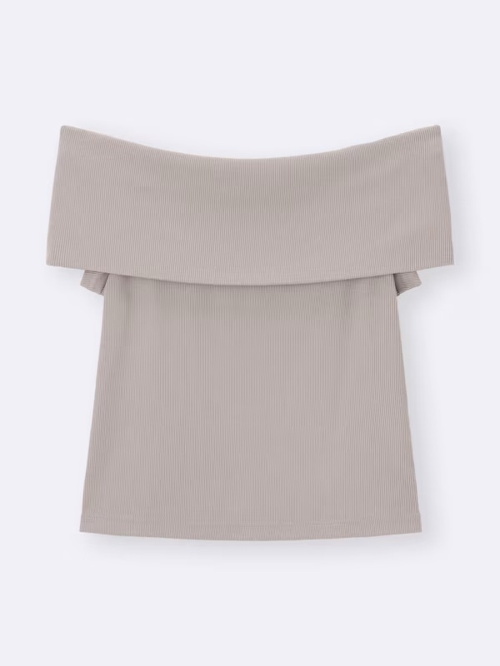 GU Off-Shoulder Ribbed Top in Taupe